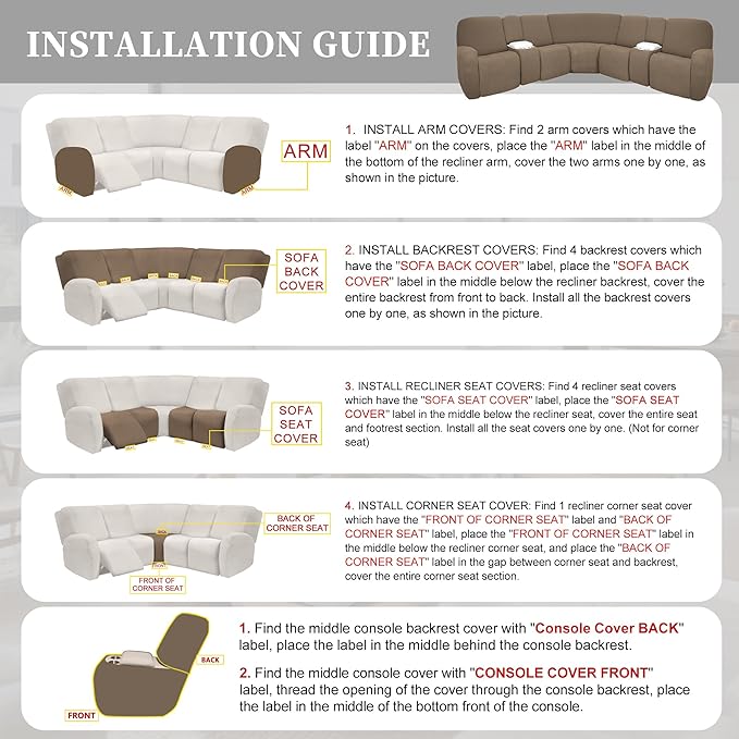 100% Waterproof Sectional Recliner Couch Covers