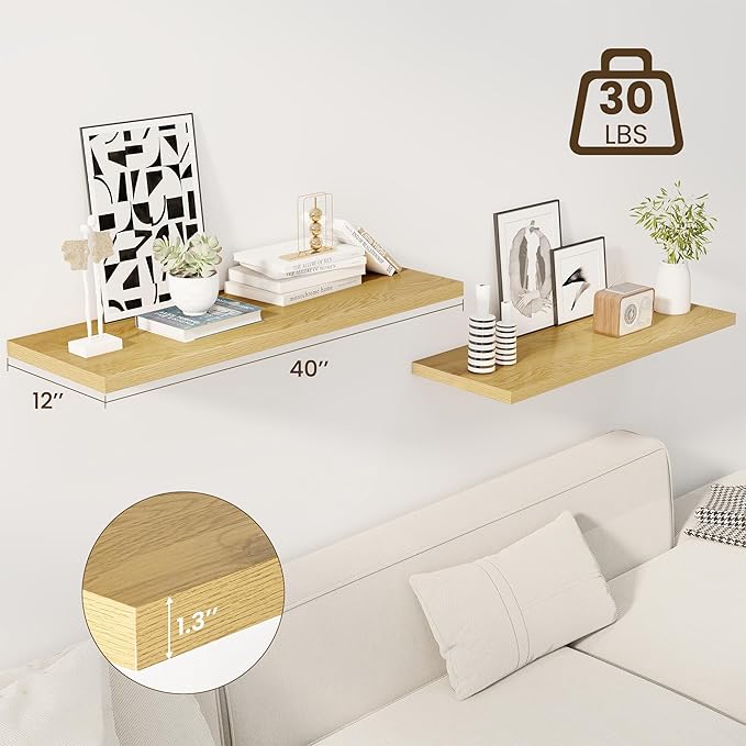 Dreamland 40" Floating Shelves for Wall, Wall-Mounted Shelves for Bedroom