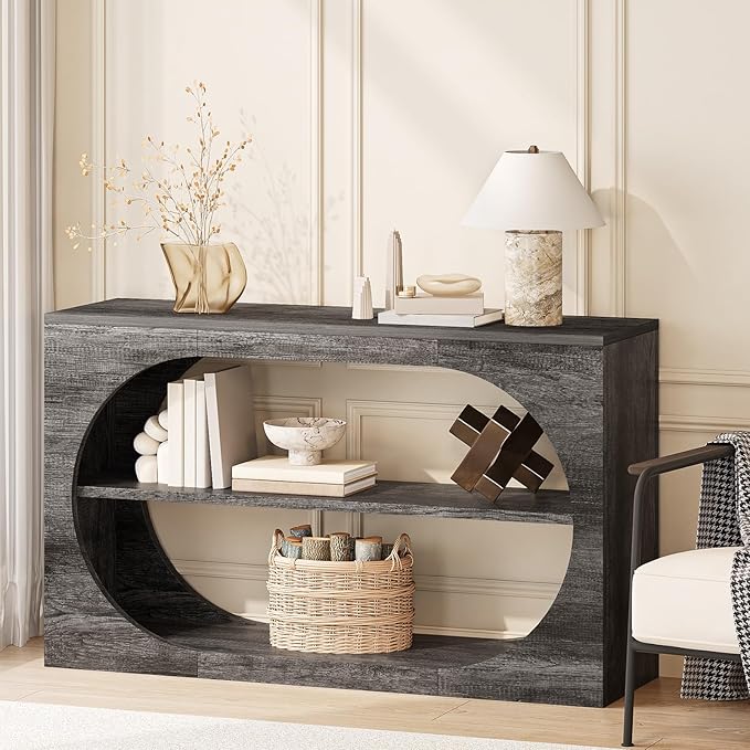 Console Table, 55-Inch Entryway Tables 3-Tier Wood Narrow Sofa Tables