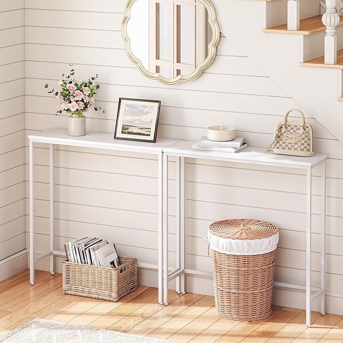 HOOBRO Narrow Console Table, 29.5" Small Entryway Table, Thin Sofa Table