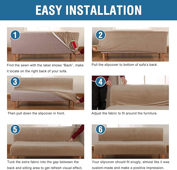 H.VERSAILTEX Real Velvet Futon Cover Armless Sofa Covers Sofa Bed Covers