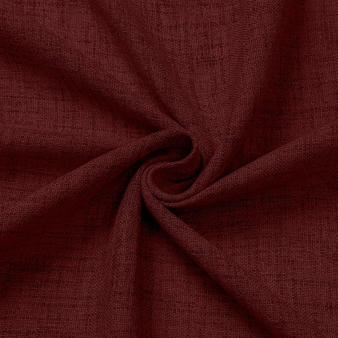 Tollpiz Linen Tier Curtain Rod Pocket Semi Sheer Half Kitchen Curtains Burlap Light Filtering Thick Linen Drape for Bathroom, 30 x 36 inches Long, Burgundy Red, Set of 2 Panels