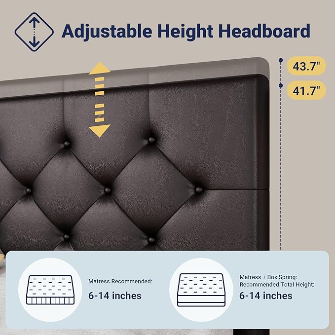 Allewie Upholstered Queen Size Platform Bed Frame