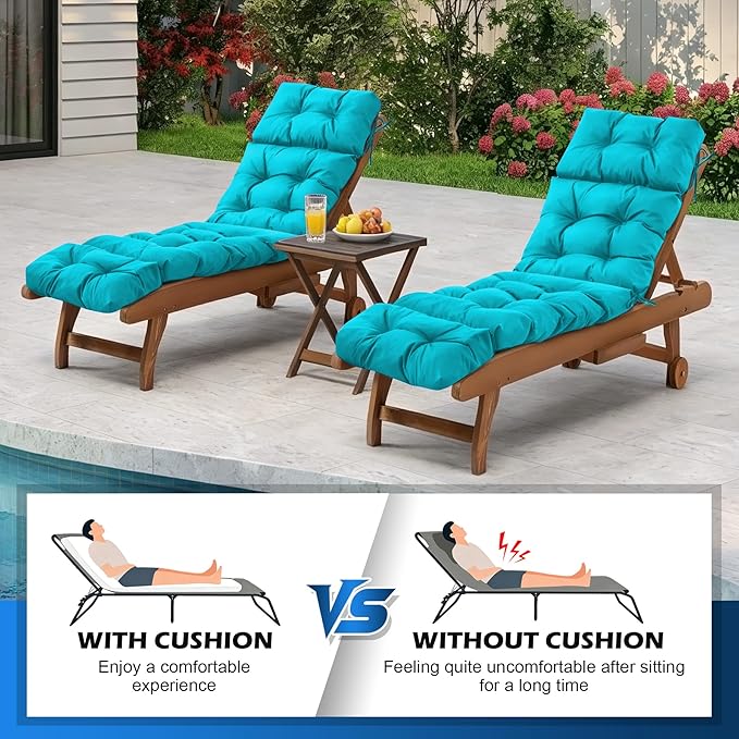 Chaise Lounge Cushions Outdoor, Waterproof & Fade Resistant Patio Lounge Chair