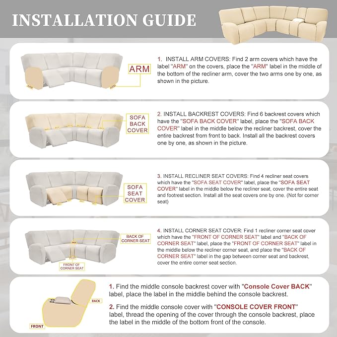 100% Waterproof Sectional Recliner Couch Covers