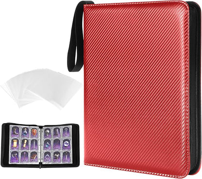 MAXECHO 9 Pocket Trading Card Binder, 1008 Pockets in 56 Removable Double-Sided Sleeves, PU Zip Card Collection Storage Organizer Album for Baseball, MTG, TCG, Sports. Red