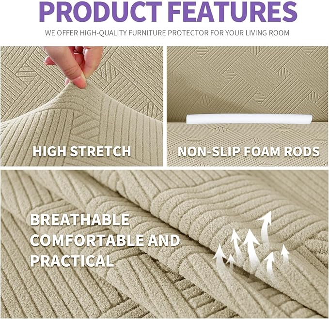 ZNSAYOTX Oversized Super Stretch Couch Cover, New Striped Sofa Covers
