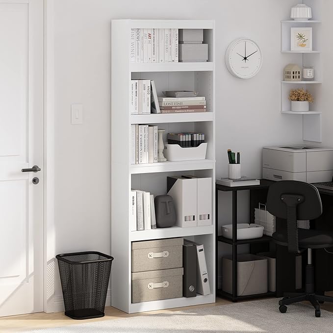 Furinno JAYA Book Shelf, 5-Tier Bookshelf, Enhanced Home Bookcase