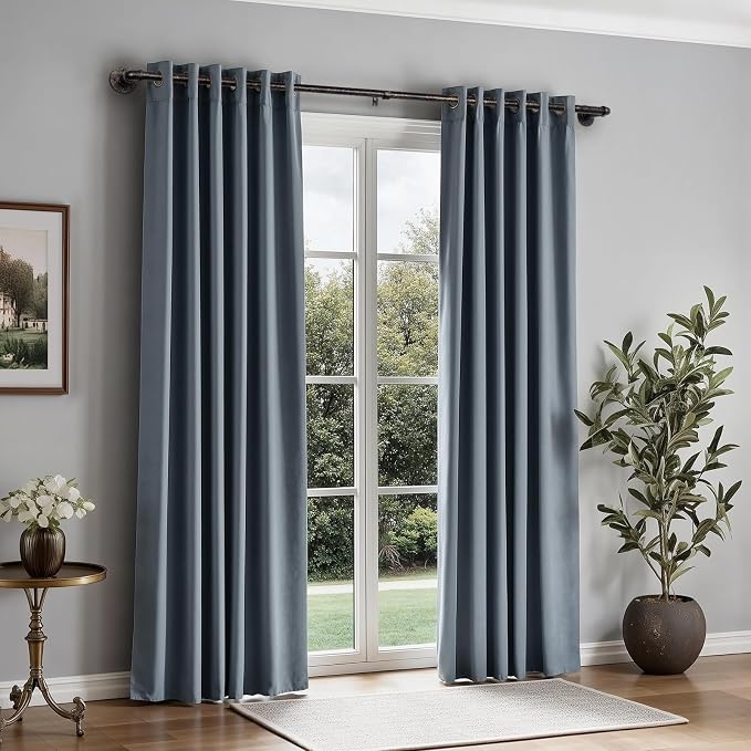 Zeerobee Curtain Rods for Windows 72 to 144, 1 Inch Industrial Wrap Around Vintage Bronze Curtain Rod, Indoor/Outdoor Room Divider Adjustable Drapery Pole, 72"-144"