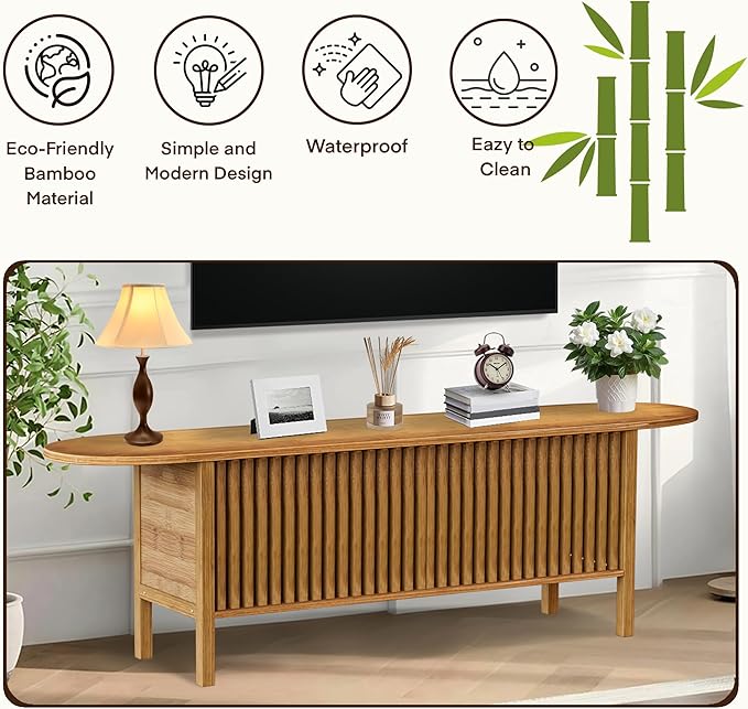 Bamboo TV Stand for TVs up to 65", Accent Entertainment Center