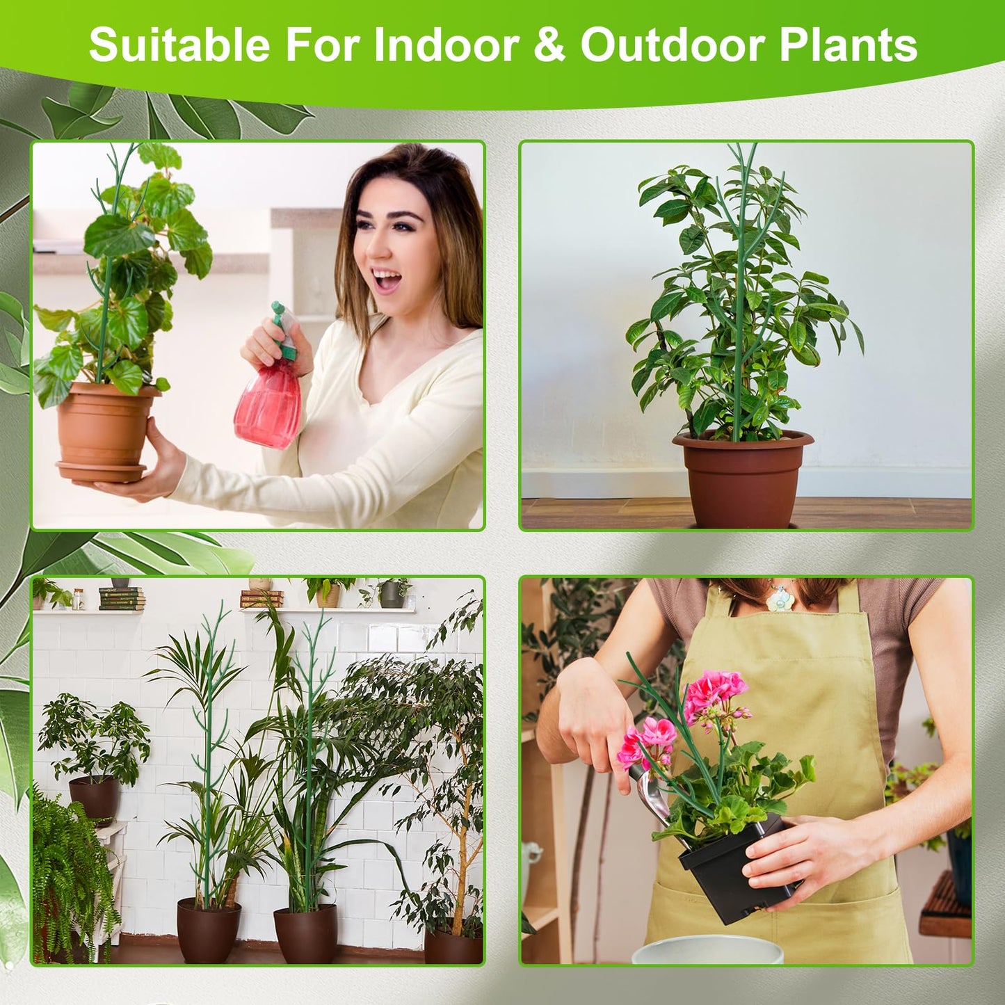 letesult 7 Pack Monstera Plant Support - 24.4" Plant Support Stakes for Indoor Plants Sticks Support Tall Indoor Plant Stakes with Twist Ties Stackable Plant Stem Support for Monstera Plants