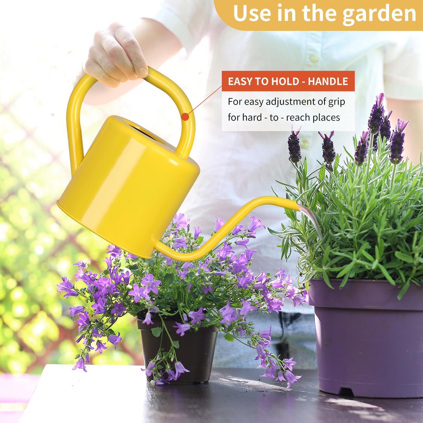 Watering Can, Stainless Steel Watering Can for Indoor & Outdoor Plants, 1L/35oz Long Spout Water Can with Handle, Rust-Proof Plant Watering Pot for House Plants, Garden Flowers