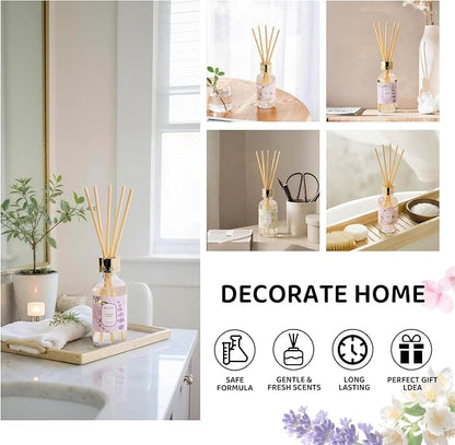 Airkeep Reed Diffuser Oil Set with Reed Sticks,Jasmine Lily Aromatherapy Oil Scent Diffuser for Home Office Bathroom Decoration Perfume and Gifts 3.38 oz/100ml