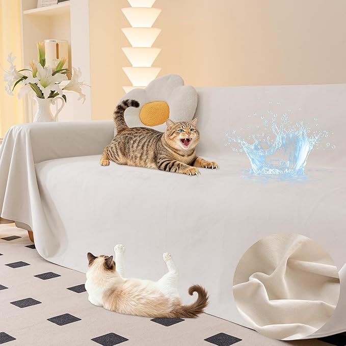 Loiion Velvet Sofa Cover, Ultra Soft Waterproof Non-Slip Couch Cover