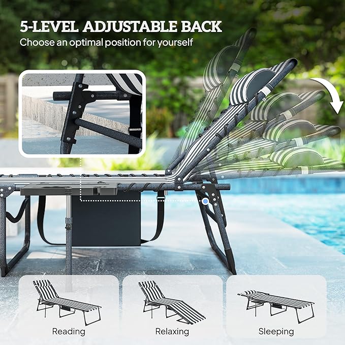 Outsunny Folding Chaise Lounge Chair Outdoor Tanning Chair