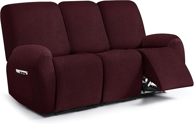 ANARACHON Leather Look Recliner Couch Cover, 8-Pieces Stretch Recliner Sofa
