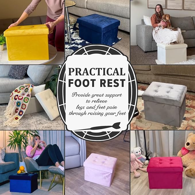 LINMAGCO Small Velvet Ottoman