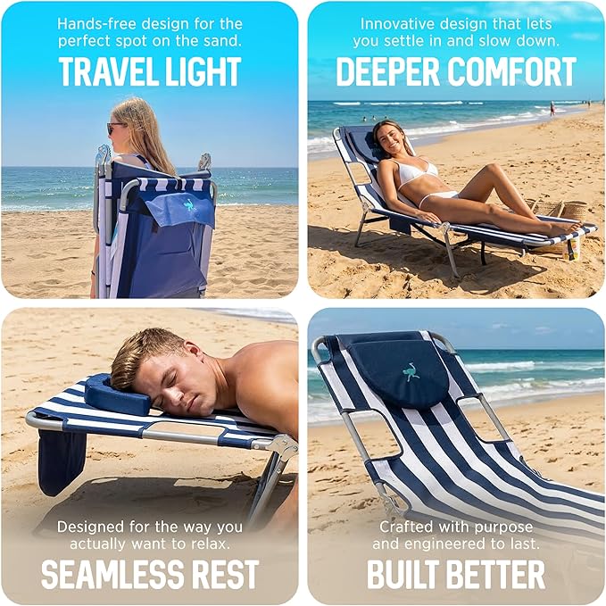Ostrich the Backpack Chaise Lounge, Folding & Reclining Outdoor Beach Chaise