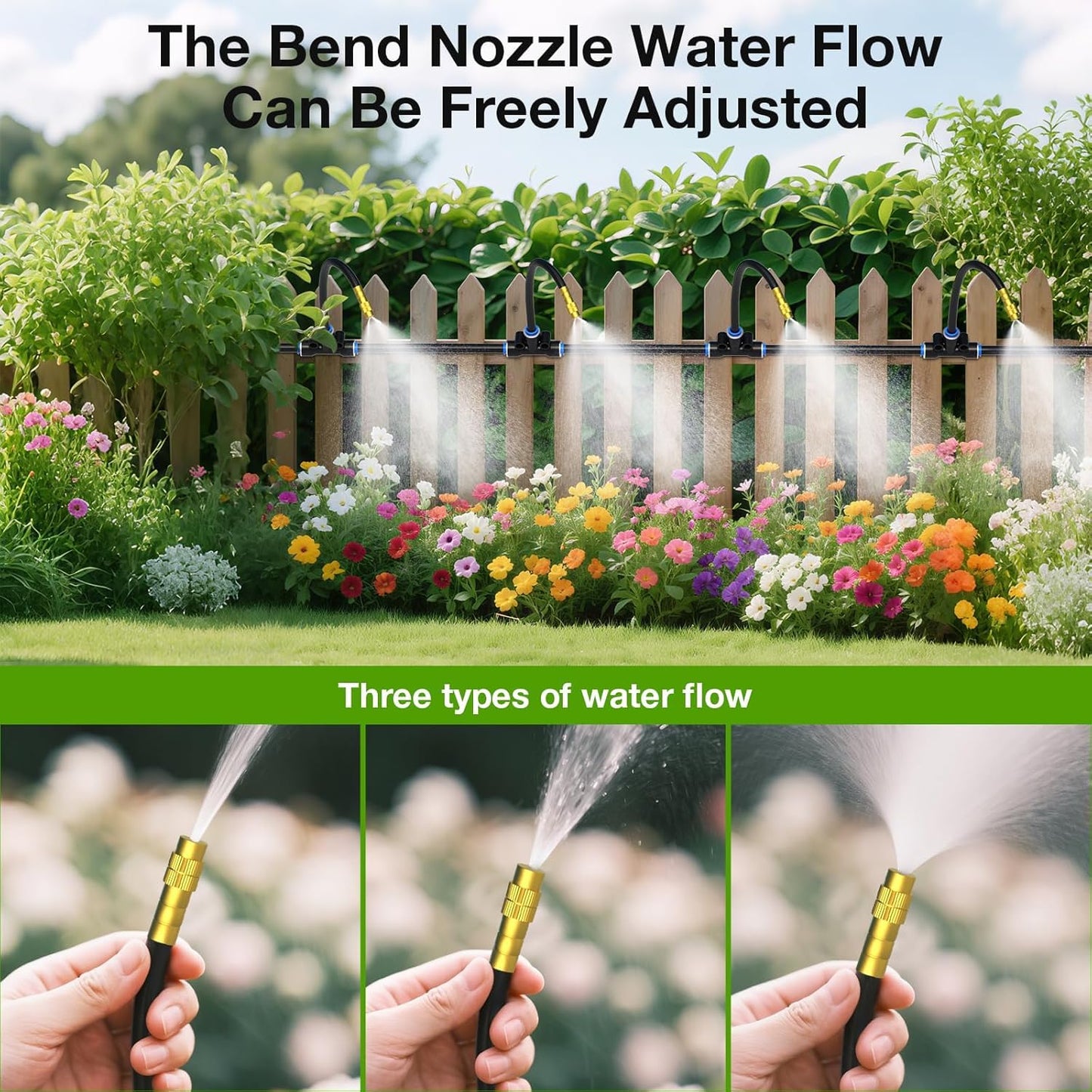 Drip Irrigation System with Brass Nozzles – 2026 Upgrade 200FT Garden Watering Kit with 36Pcs 360° Adjustable Misting Sprinklers Quick Connect Fittings for Raised Beds, Lawn, Patio