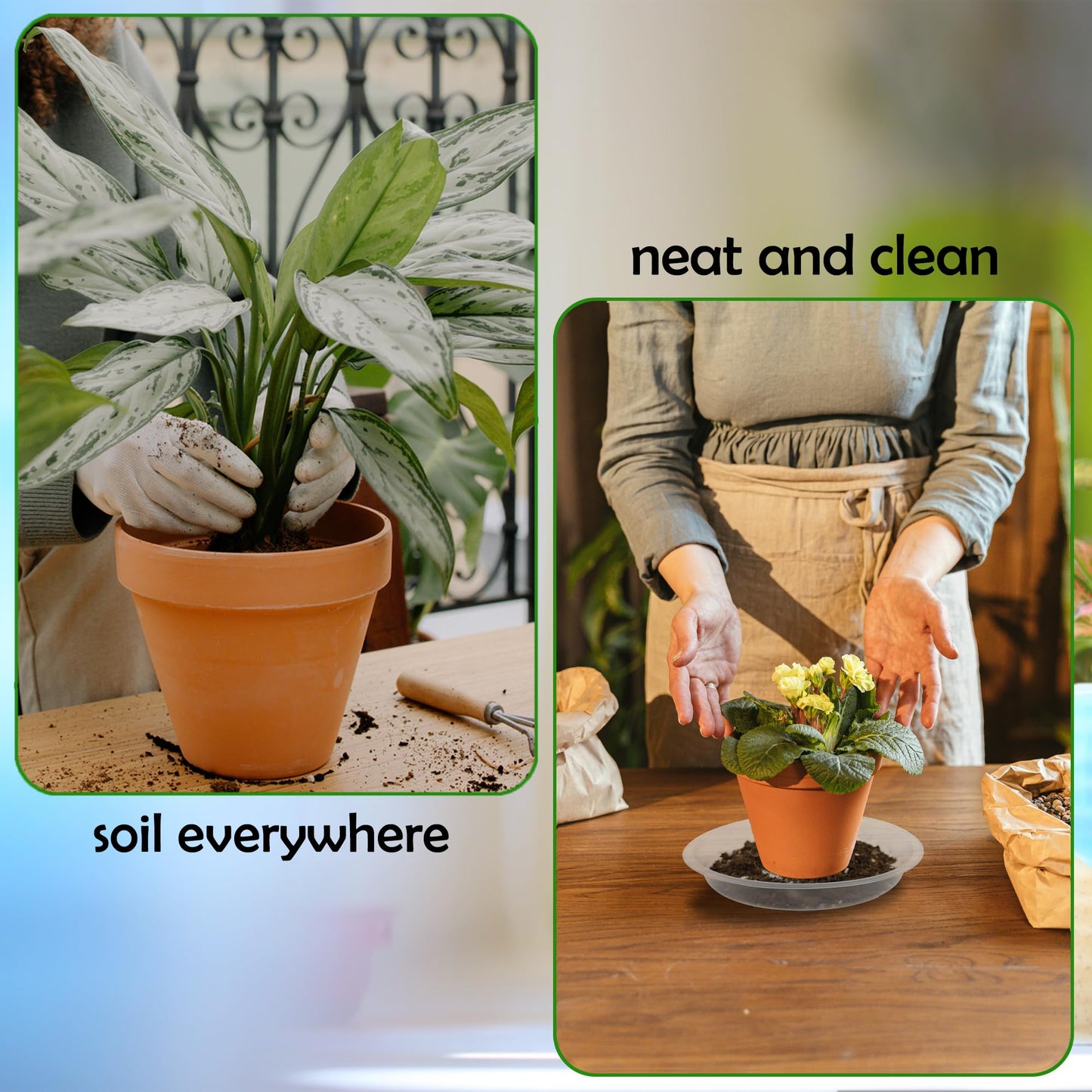 TNTIWQ 4 Pack 14 Inch Round Plant Saucers for Less 12 Inch Pot Indoors Outdoors Plant Trays for Pots Planter Saucer Plastic Drip Tray Planter Water Tray (Clear, 13.8"(4pcs))