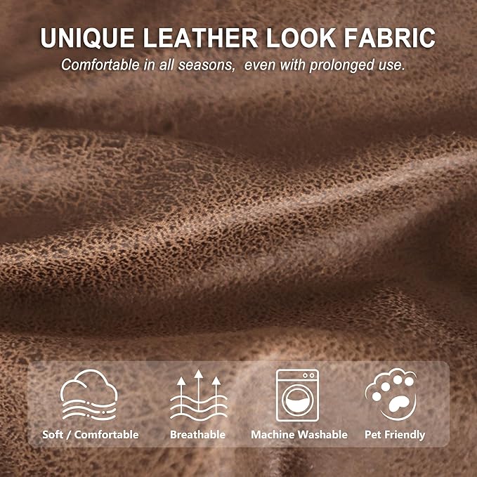 ANARACHON Leather Look Loveseat Recliner Cover, 6-Pieces Stretch Dual Recliner
