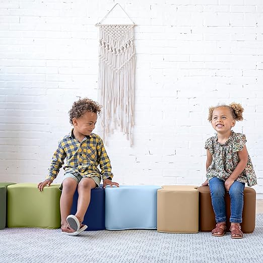 ECR4Kids SoftZone Toddler Modular Stool Seating Set, Classroom Furniture