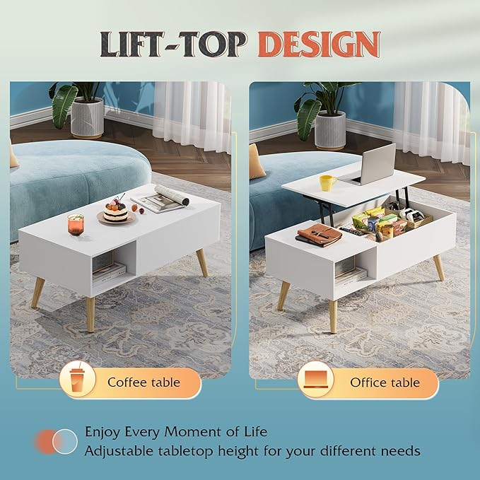 WLIVE Coffee Table for Living Room, Lift Top Coffee Table