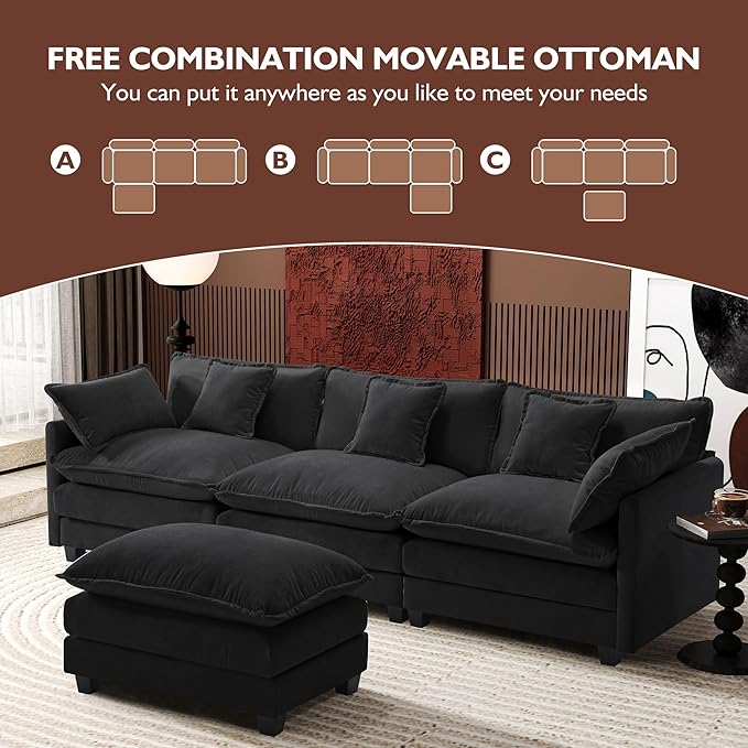 Ihanherry 111.4" L Shaped Modern Sofa Modular Sectional Cloud Couch