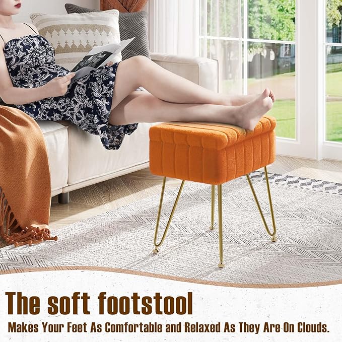 Greenstell Vanity Stool Chair Faux Fur
