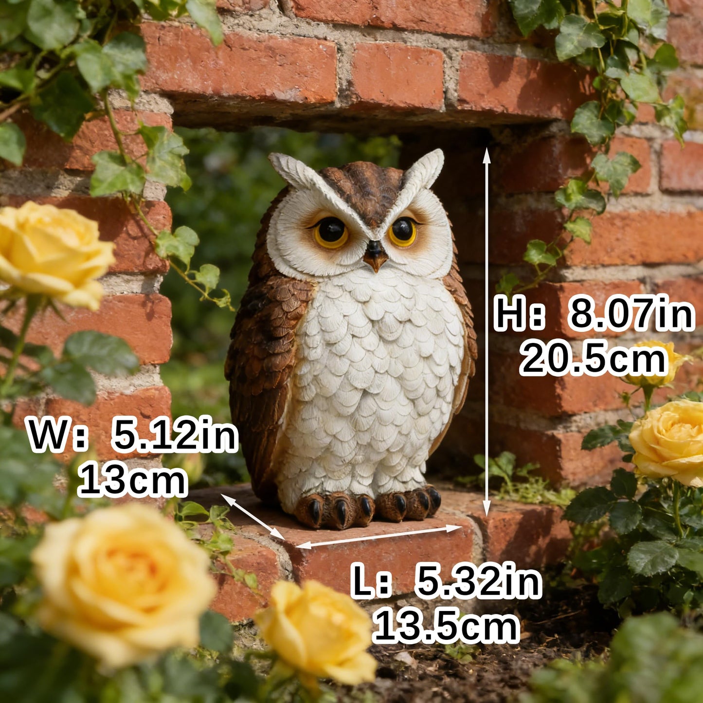 Tolatr Owl Statue Garden Decor, Resin Waterproof Halloween Indoor Outdoor Lawn Yard Patio Office Living Room Decoration Gifts for Mom Women (8.3 Inch)