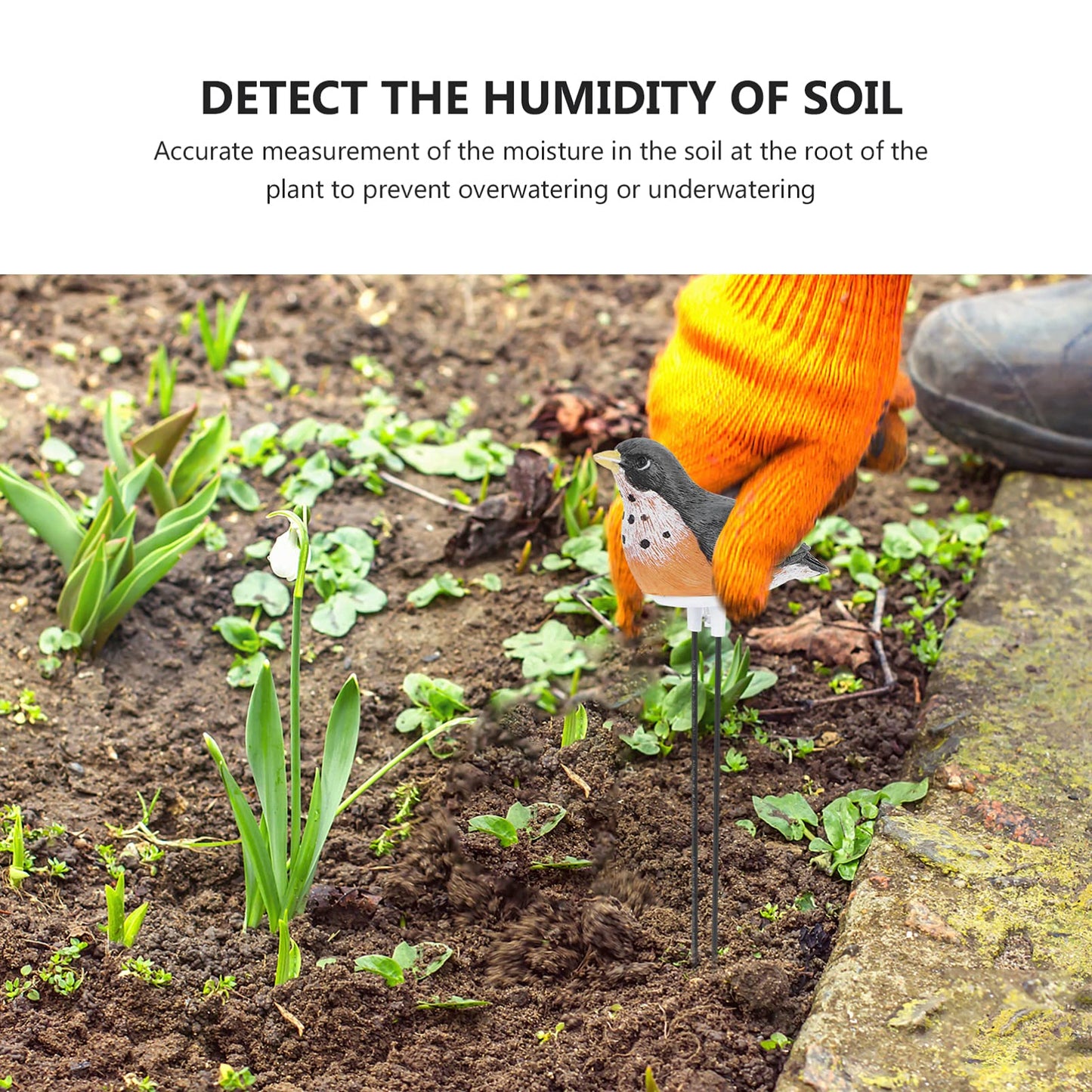 Yardwe Soil Moisture Meter, Bird Plant Water Tester with Chirping Alarm, Resin Soil Moisture Sensor for Indoor Potted Plants, Gardening Watering Indicator