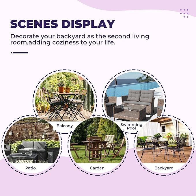 DANGHOOGY Wicker Chair Cushions, Waterproof Outdoor Loveseat Cushions