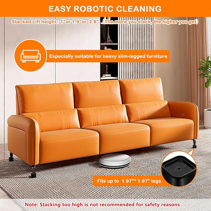 Furniture Risers Adjustable Bed Risers Heavy Duty Lifts Height 2", Square