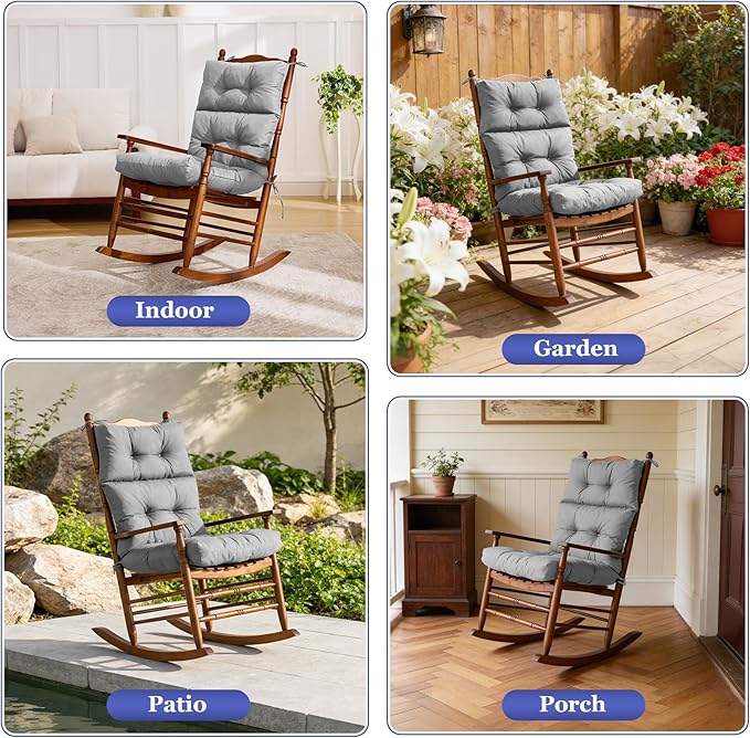 Rocking Chair Cushion, Waterproof and Fade-Resistant Adirondack Rocker Cushions