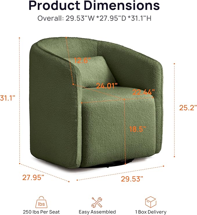 Oversized Boucle Swivel Accent Chair