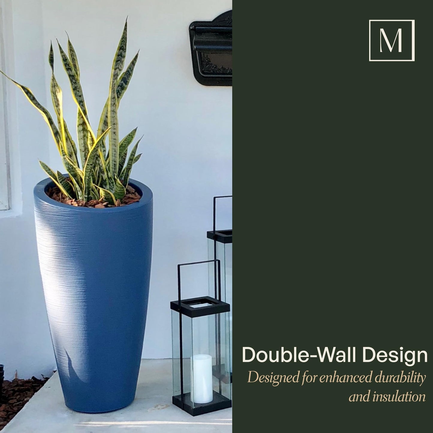 Mayne Modesto 32-Inch Tall Planter – Weather-Resistant Planter for Flowers – Durable Indoor/Outdoor Design for Patio, Porch, or Entryway