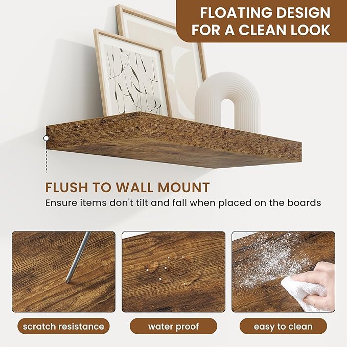 fuqing Floating Shelves for Wall, Wall Mounted Wood Floating Shelf