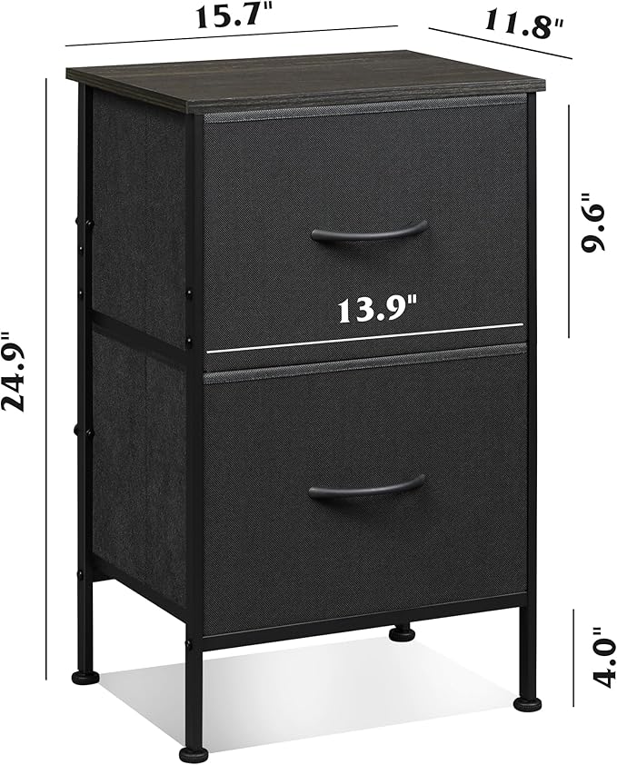 WLIVE Nightstand Set of 2, 2 Drawer Dresser