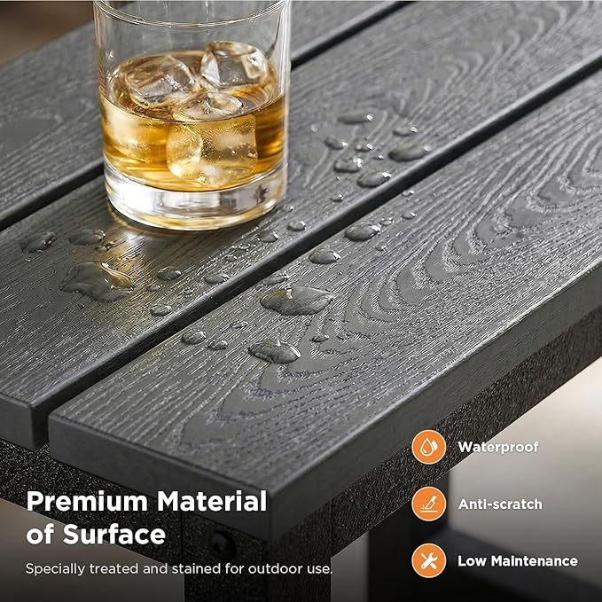 ODK Outdoor Coffee Table with Double-Layer Storage, Rectangle Weather-Resistant