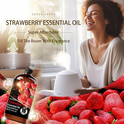 Strawberry Essential Oil, Strawberry Oil 16 Fl Oz 480 ML for Diffuser Humidifier Yoga Cleaning DIY Candle Soap Making Perfume Gift for Women Essential Oils FRAOIL (Strawberry 16 Fl Oz (Pack of 1))