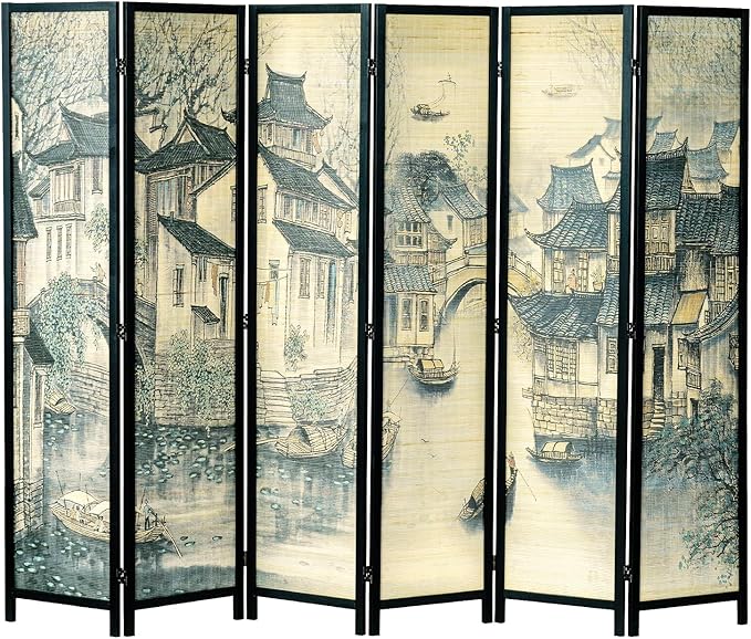 MyGift 6 Panel Room Divider Privacy Partition