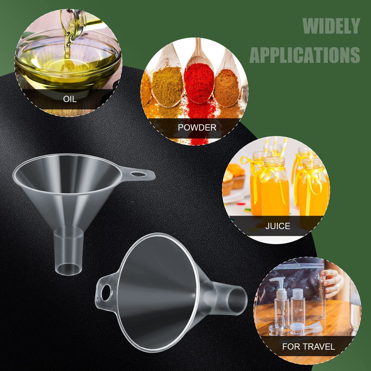 Yetene 4 Packs Small Plastic Funnel for Filling Small Bottles 2.56 Inch Clear Wide Mouth Plastic Funnel for Filling Water Powder Essential Oils Perfumes Kitchen Bath Garage Use