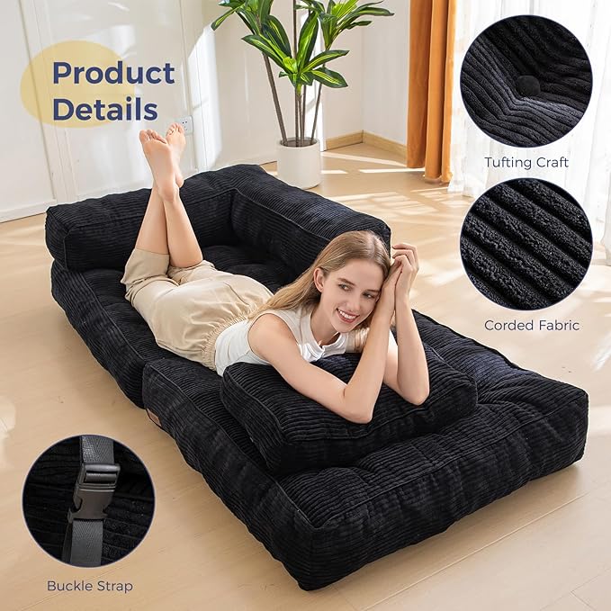 MAXYOYO Folding Sofa Bed, L-Shaped Convertible Sofa