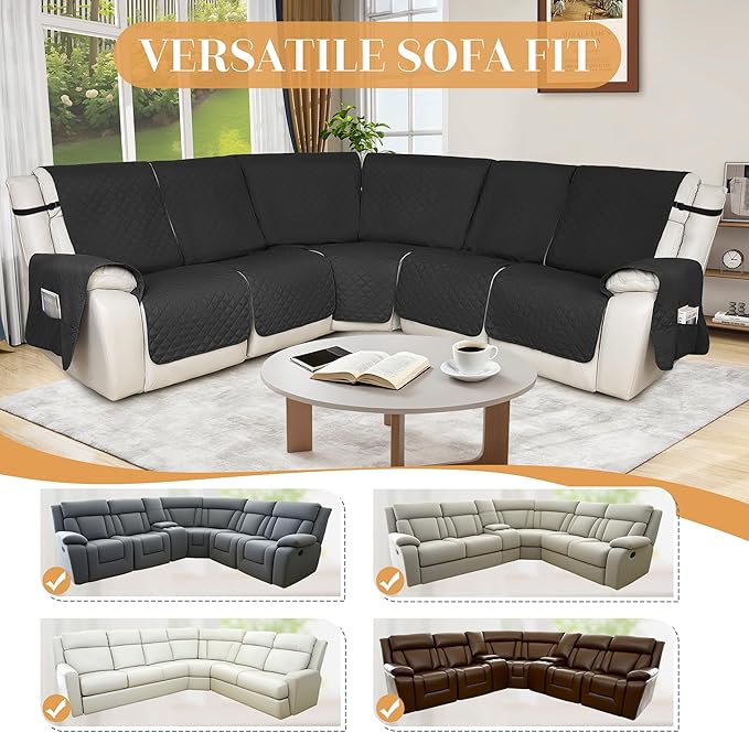HDCAXKJ 100% Waterproof Reclining Sectional Couch Covers L Shape Recliner Sofa