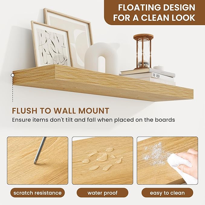 fuqing Floating Shelves for Wall, Wall Mounted Wood Floating Shelf