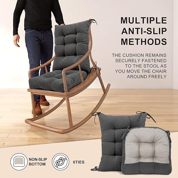 Lokex Rocking Chair Cushion Only, Tufted Non-Slip Comfortable Rocking Chair