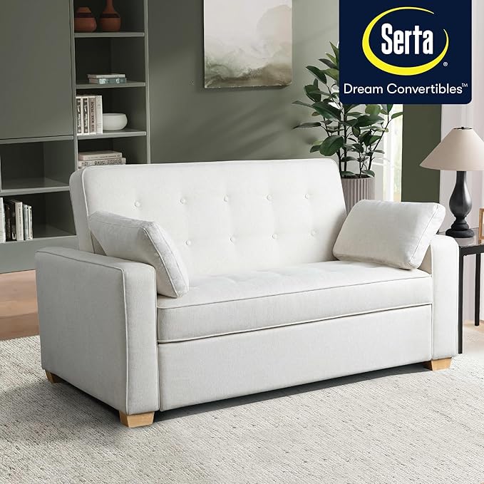 Serta Ainsley 66.5" Convertible Sleeper Loveseat, Full Size, Dreamcoil Comfort