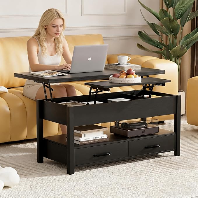 SYESWAY 42'' Lift Top Coffee Table, 4-in-1 Multifunctional Lift Coffee Table