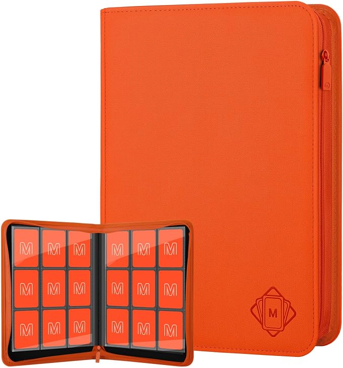 Trading Card Binder with 9 Side Loading Pocket Card Album Hold Up to 540 Cards PU Card Collection Binder, Collectible Albums Card Folder for MTG, TCG, Sports Cards（9-Orange）