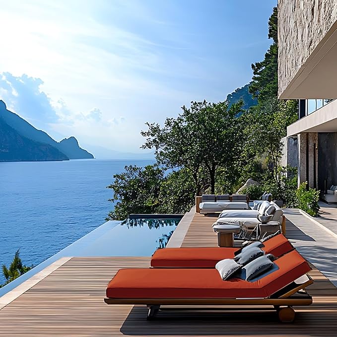 Outdoor Chaise Lounge Cushions for Patio, Waterproof Replacement Seat Cushions
